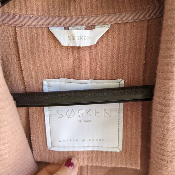 Sosken Studios Bella Knit Duster Cardigan Sweater Oversize Rose Pink Medium Top - Picture 8 of 10